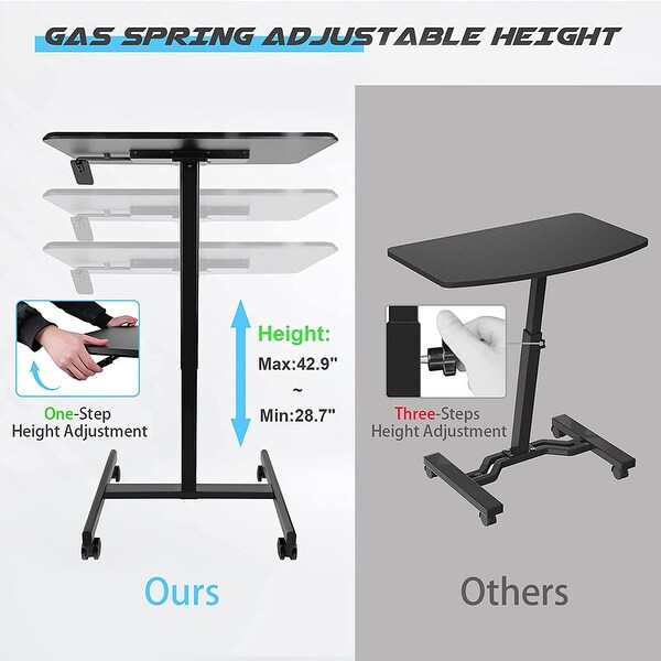 Mobile Table Side Table, Height-Adjustable from 28.5