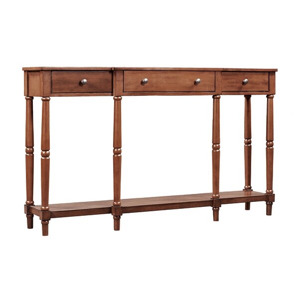 Solid Wood Console Table, Entryway Table with Storage Shelf and Drawer