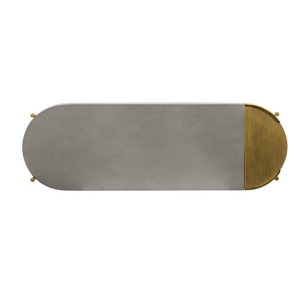 Concrete Console Table with X shape Base, Gray and Gold