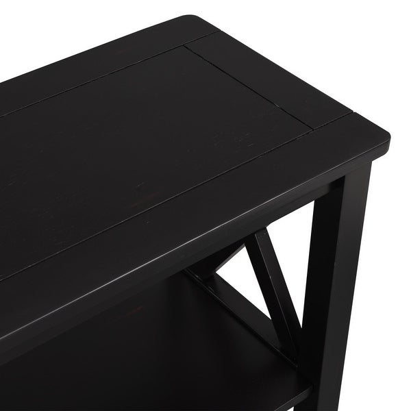 Modern Style Console Table with 3-Tier and Shelves, X Shape Legs