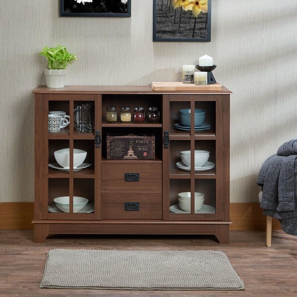 Double Door Console Table With 2 Drawer and 8 storage Bits,Narrow for Entryway, Living Room, Hallway - 42