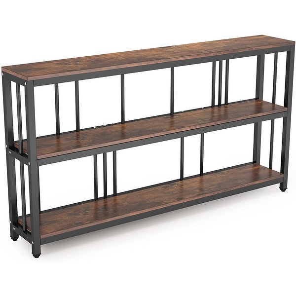 3 Tiers Sofa Table, Narrow Long Sofa Table with Storage Shelves - 11.81