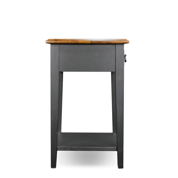 Leick Home 9041-MED One Drawer Square Side Table with Shelf, Medium Oak
