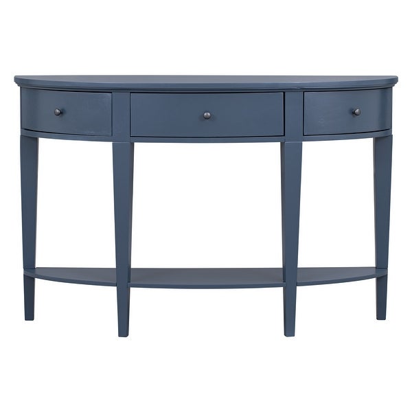 Modern and Minimalist Style Curved Console Table with 3 drawers and 1 Shelf, Sofa Table for Hallway, Entryway, Living Room, Bedroom