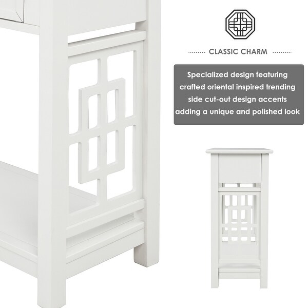 Classic Console Table with 2 Drawers and Open Bottom Shelf, Modern Solid Wood Sofa Table for Entryway Accent, Living Room, Bedroom