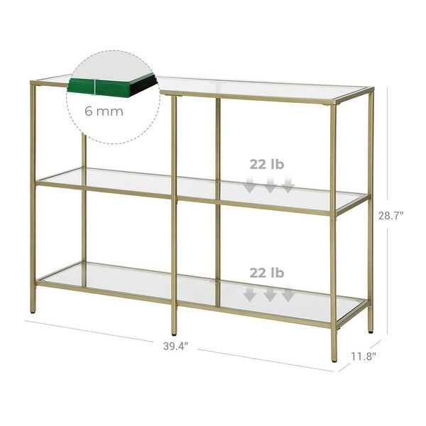 Console Table, Tempered Glass Sofa Table, 3-Tier Storage Rack, Modern Shelf, Sturdy, Easy to Assemble, for Living Room