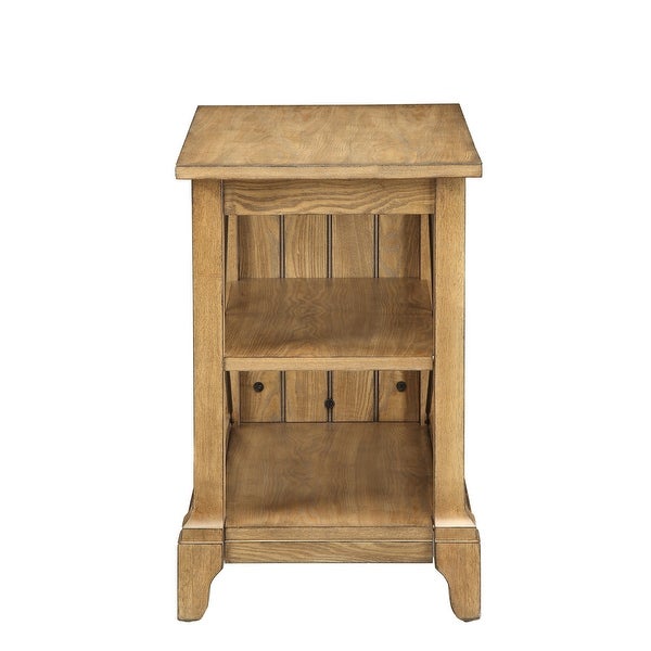 Hiroko Wooden Top and Apron Side Table with 2 Compartments (2 Fixed Shelves)
