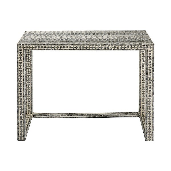 36 Inch Accent Console Table, Capiz Shell Inlay, Rectangular, Gray