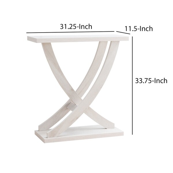 34 Inch Modern Console Sofa Side Table, Artisan Curved Legs, Wood White Oak