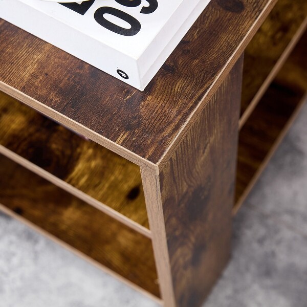Square wooden Side Table,3-tier End Table