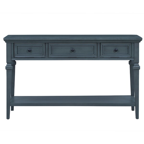 Classic Retro Style Console Table with 3 Drawers and Bottom Shelf