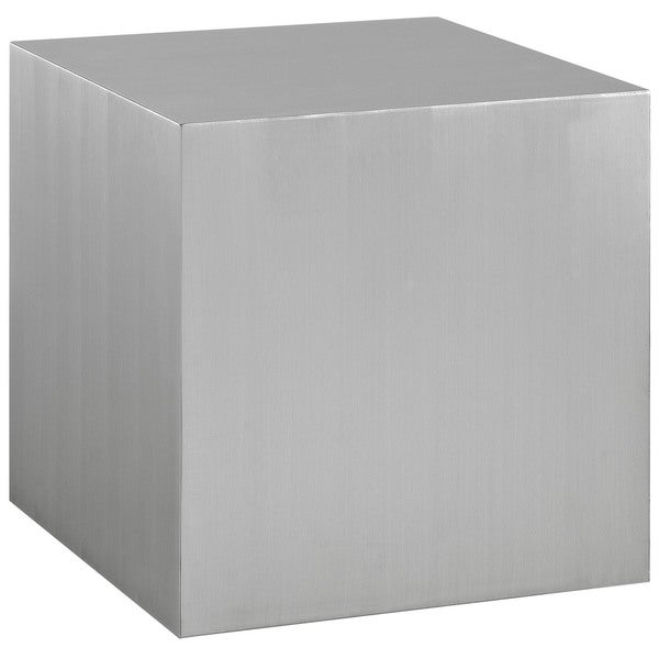 Modern Cube Stainless Steel Side Table, Silver