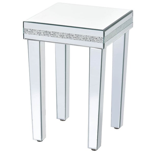Modern Glass Mirrored Side Table,End Table with Adjustable Height Legs
