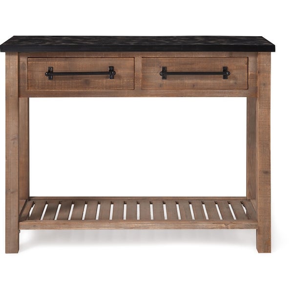 Eugene Rustic Wooden Console Table with 2 Drawers, Brown