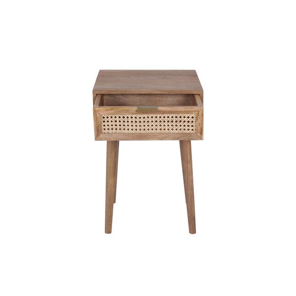 Sedona Mid-Century Modern 1-Drawer Acacia Side Table, Light Brown