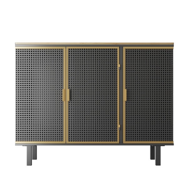 3 Doors Modern Sideboard, Freestanding Sideboard Storage Cabinet Entryway Floor Cabinet for Living Room Office Bedroom