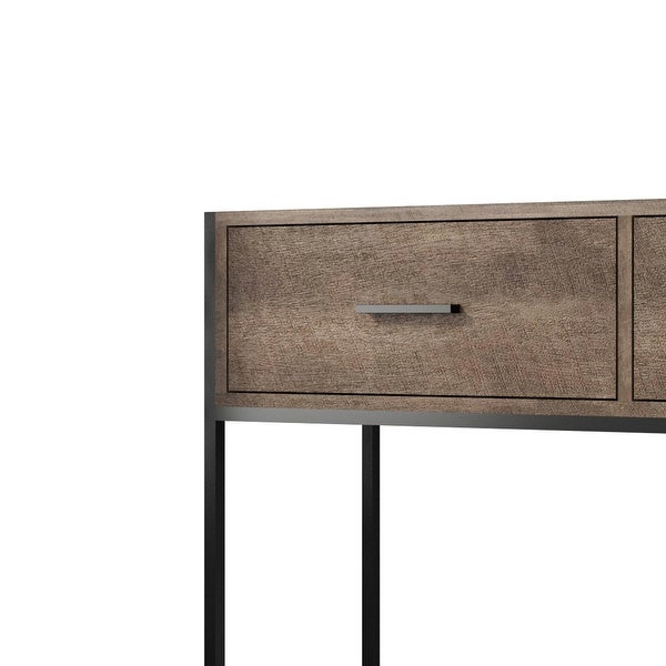 Classic Console Table with Two Top Drawers and Open Shelf, Vintage Storage with Sturdy Metal Frame.