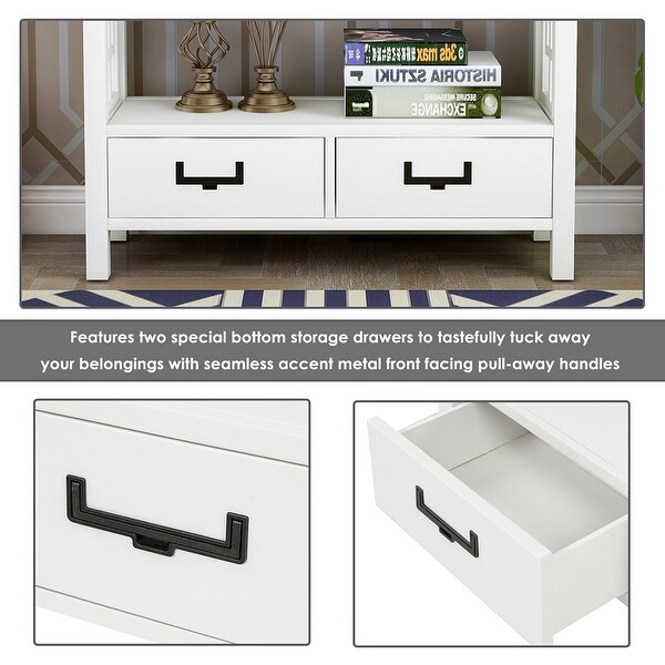 Wood Console Table With 2 Bottom Drawers,Narrow Entrance Table