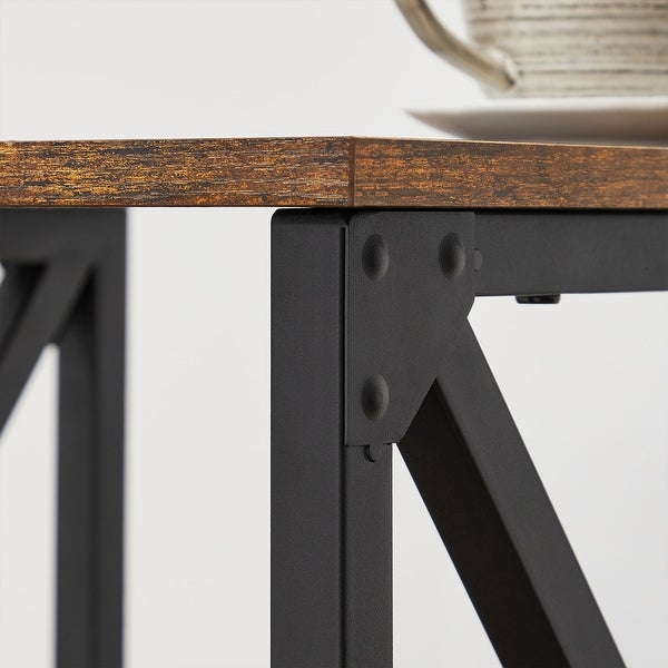 Nightstand, 3-Tier Side Table with Storage Shelf, End Table Steel Frame, for Bedroom, Living Room, Rustic Brown and Black