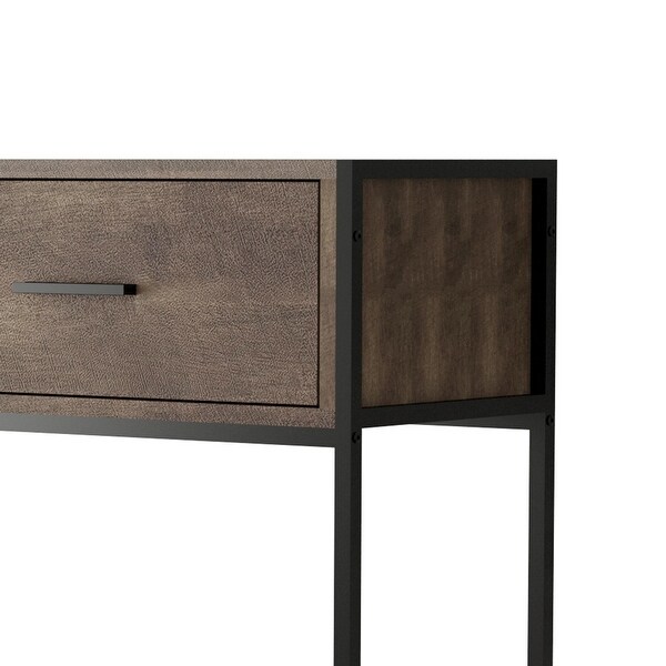 Classic Console Table with Two Top Drawers and Open Shelf,Vintage Storage with Sturdy Metal Frame