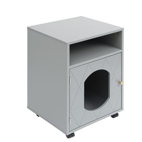 Wood Side Table with Pet House, Grey(17.21