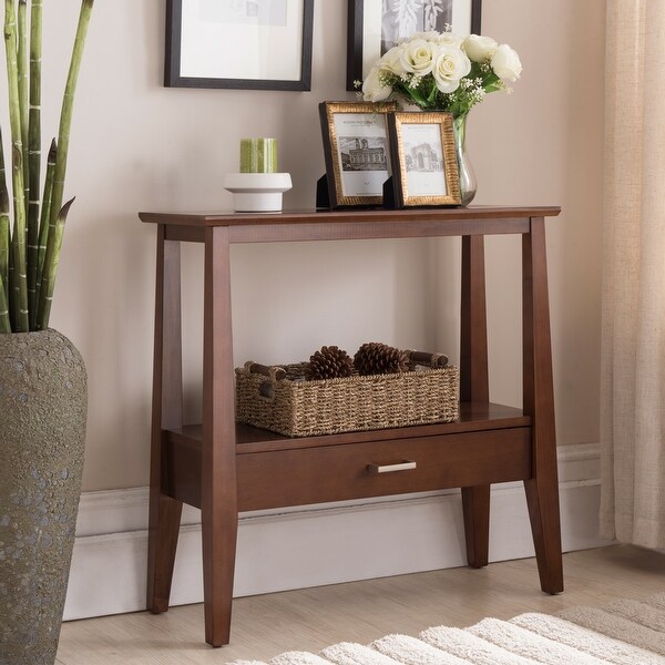 Leick Home 10434 Delton One Drawer Hall Console with Shelf, Sienna