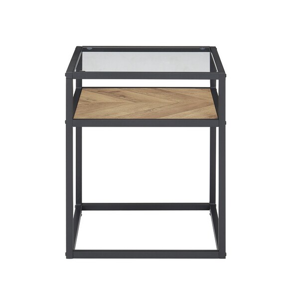 Tempered Glass Top Side Table, 2-Tier End Table