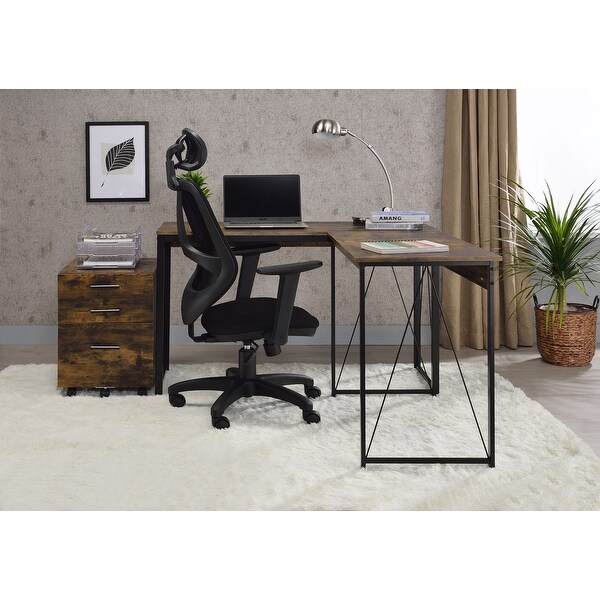 Zaidin Writing Desk, Weathered Oak and Black Finish