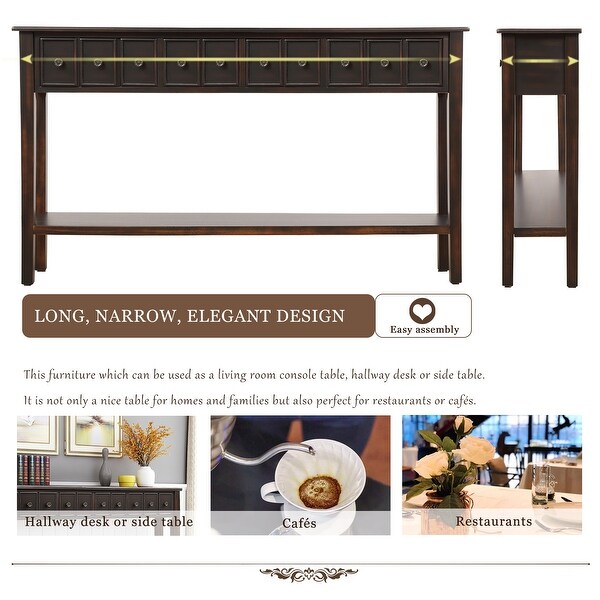 Rustic Entryway Rectangle Console Table, 60