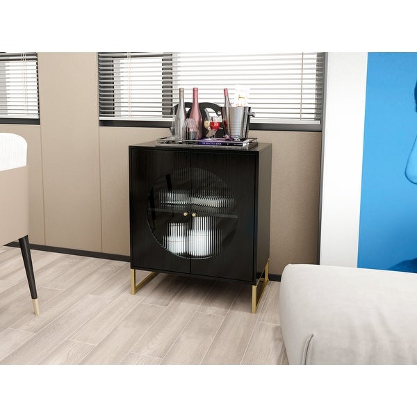 Black Storage Cabinet with Glass Door, Sideboard Buffet Cabinet for Kitchen,Dining Room