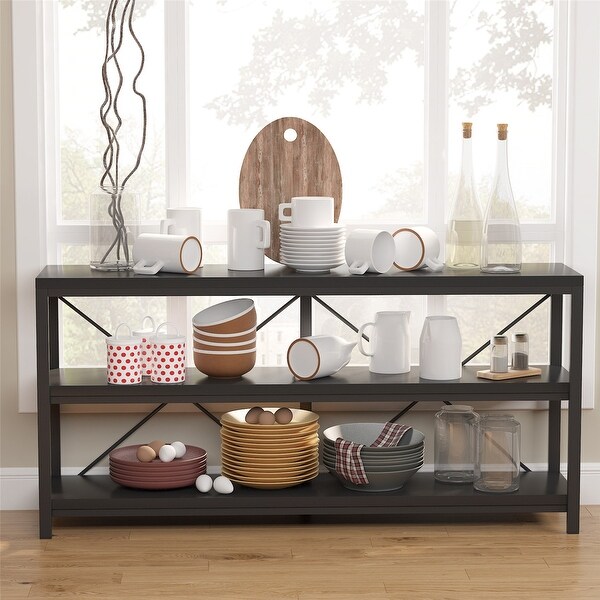 Sofa Table, 3 Tiers Console Table TV Stand with Storage Shelves