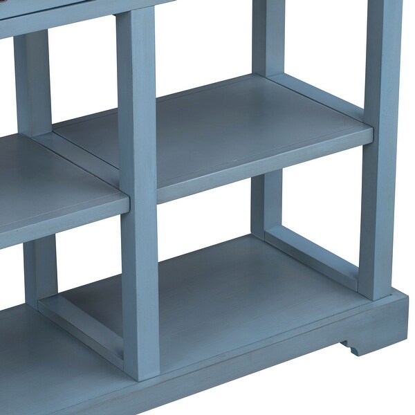 Console Table with Ample Storage, Open Shelves and Drawers