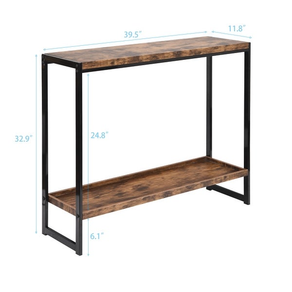 The vintage-inspired entryway table, Rustic 2-tier Console Table Side Table with Metal Frame, Entryway or Hallway Table