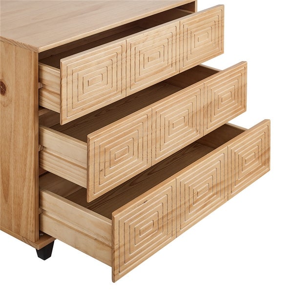BIKAHOM Solid Wood 3 Drawer Dresser for Bedroom, Storage Organizer for Hallway,Stylish Dressers, Side Table for Living Room