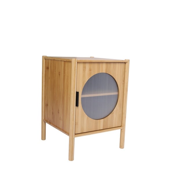 1 Door nightstand,Bamboo Mid Century Modern Nightstand,Bedside Table Accent End Table Side Table for Bedroom