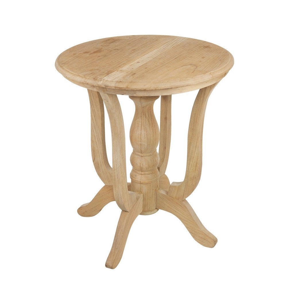 28 Inch Round Side Table, Turned Legs, Classical Style, Wood Grain, Brown - 23.6L x 23.6W x 27.6H, in inches
