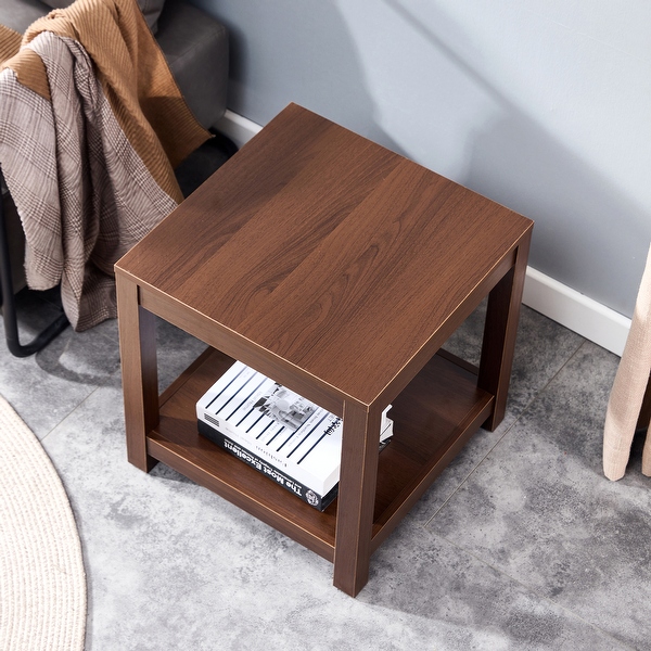 Side table , 2-tier Small Space End Table with Storage Shelf