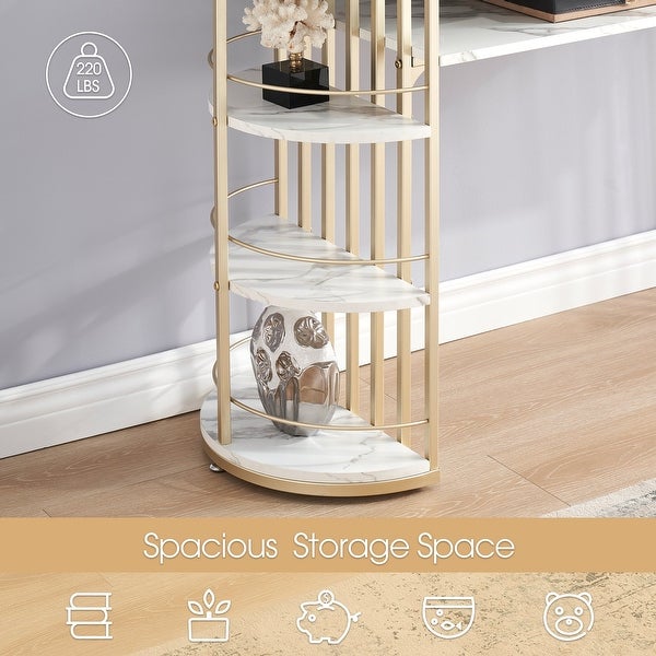 Ivinta Console Table with Storage, White Gold Entryway Table with Shelves, Gold Sofa Table for Living Room, Hallway