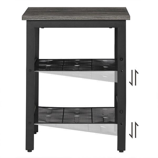 Industrial Nightstand, Set of 2 Side Tables, End Table with Adjustable Mesh Shelves, for Living Room, Bedroom