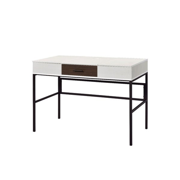 AOOLIVE Verster Built-in USB Port Writing Desk,White andBlack Finish