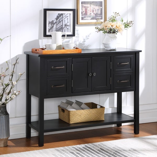 43'' Modern Console Table Simple Exquisite Sofa Table with 4 Drawers , 1 Cabinet and 1 Shelf for Living Room Kitchen Dining Room