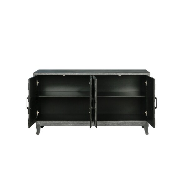 Accent Storage 4 Door Wooden Cabinets,Antique Dark Grey Colour Wood Cabinet Vintage Style Sideboard