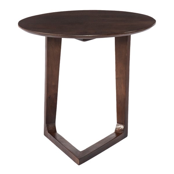 Mango Wood Round Side Table with and Cantilever Base, Brown