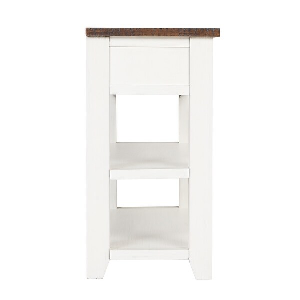 48'' Solid Pine Wood Top Console Table, Modern Entryway Sofa Side Table with 3 Storage Drawers and 2 Shelves