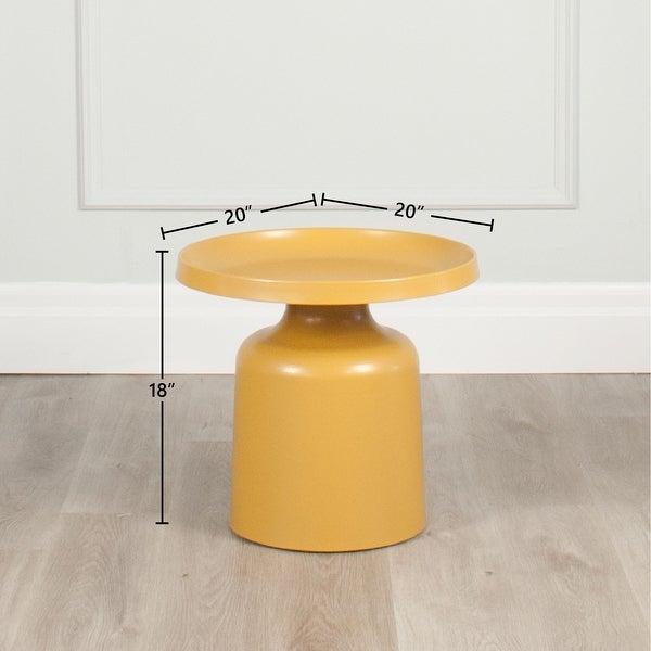 Klay Minimalist Metal Pedestal Side Table, 20-inch Diameter