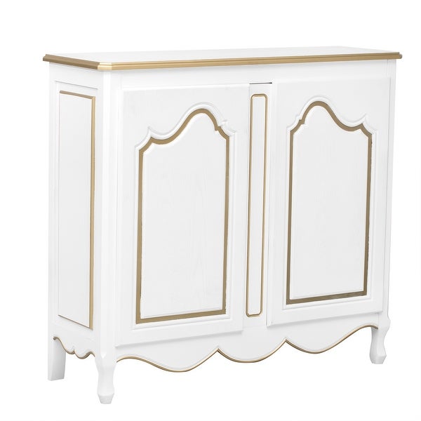 Accent Storage Cabinet with 2 Doors,Pure Hand Drawn,Solid Wood Legs