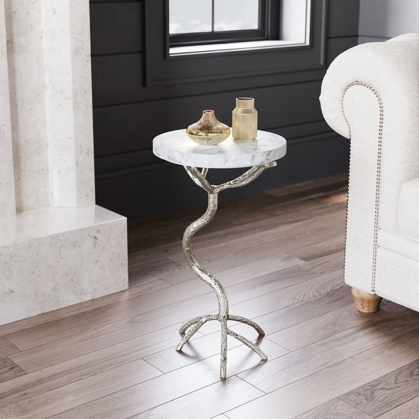 Joel Side Table White and Silver - White, Silver - 12