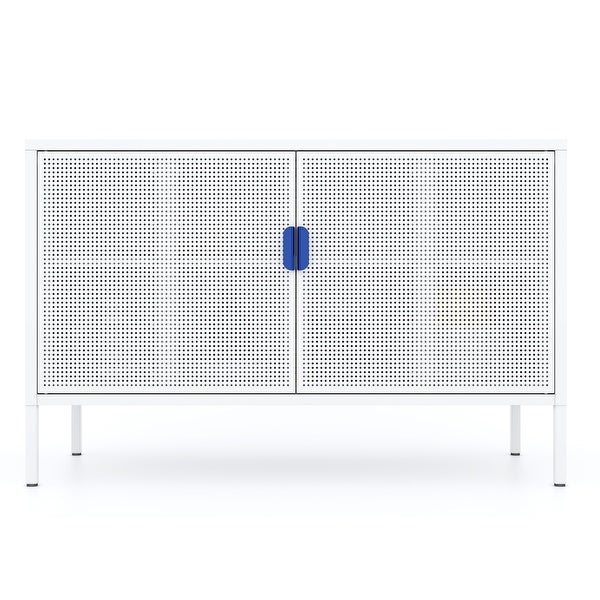 Metal Storage Locker Cabinet, Adjustable Shelves Free Standing Ventilated Sideboard Steel Cabinets