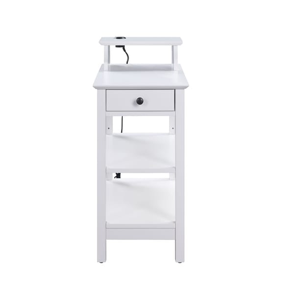 Rectangular Side Table Storage 1 Drw and 3 Open Comparmtents USB Power Dock on Top Shelf,Size 13