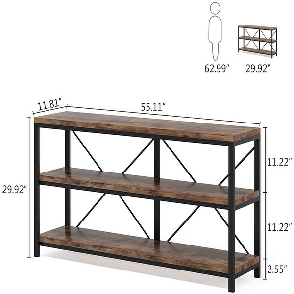 Sofa Table, 3 Tiers Console Table TV Stand with Storage Shelves
